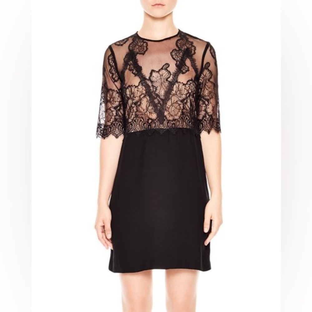 SANDRO BLACK LACE STRAIGHT CUT OPEN BACK DRESS SMALL EXCELLENT CONDITION - Picture 9 of 10